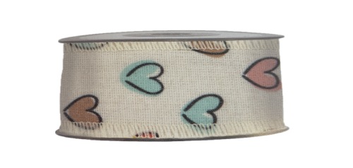 Stuha Hearts in white š.40mmx10m