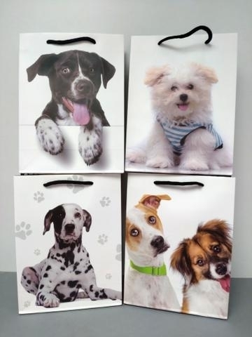 Taška papír štěňátka v.32x26cm střední mix