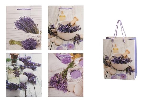 Taška papír Levandule v.23x18cm malá mix