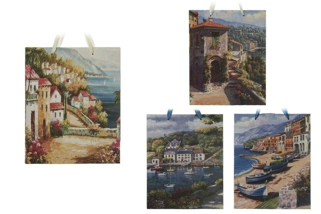 Taška papír město u moře v.23x18cm malá mix