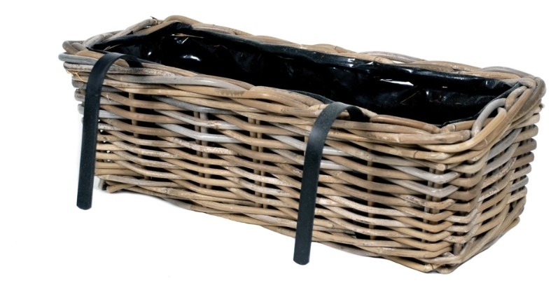 Truhlík s háčkem kubu ratan/kov 55cm