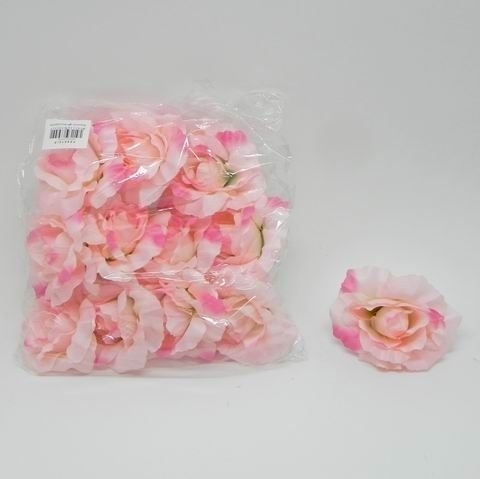 Růže hlava textil pr.8cm růžová S/12ks