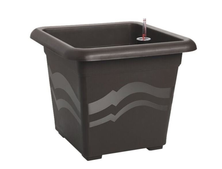 PK květináč Quattro Aqua dl.30x30x24,5cm hnědý samozavlažovací