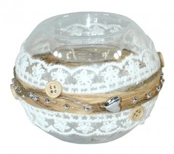 Svícen krajka pr.9x9cm sklo