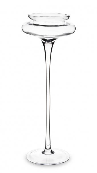 Sklo svícen na stopce v.50x18cm čirý