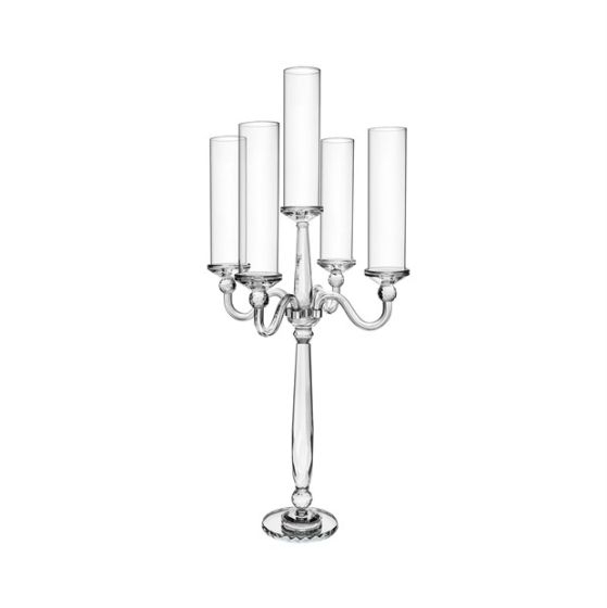 Sklo svícen 5 ramen v.105x30cm čirý