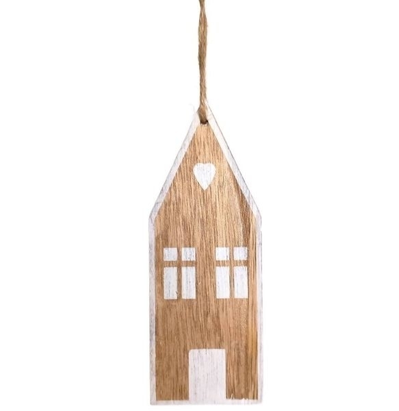 Domek dřevo závěs v.13x4,7cm natural, bílá