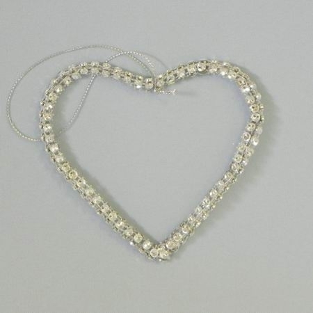 Srdíčko závěs s kamínky pr.10cm  stříbrný