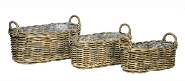 Truhlíky kubu ratan sada 3ks