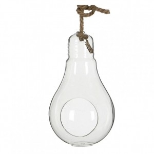 Sklo žárovka s bočním otvorem v.24x15 cm závěs lano