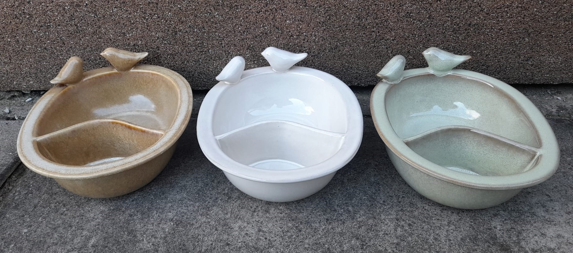 Pítko keramika s ptáčky glaz.menší pr.20x15cm mix