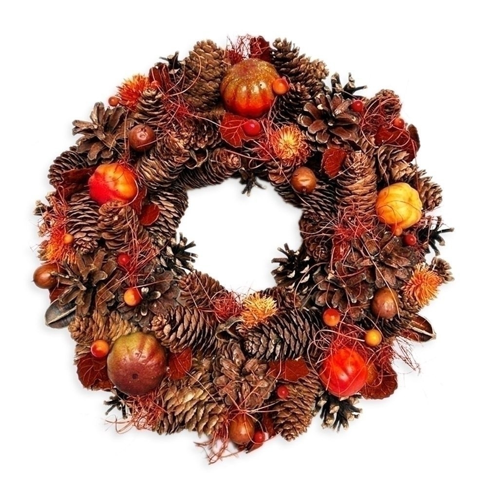 Věnec šišky podzim pr.26x8cm hnědá/oranžová
