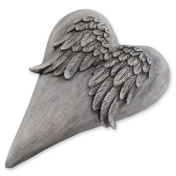 Srdce polyresin dl.16x11,5cm šedé