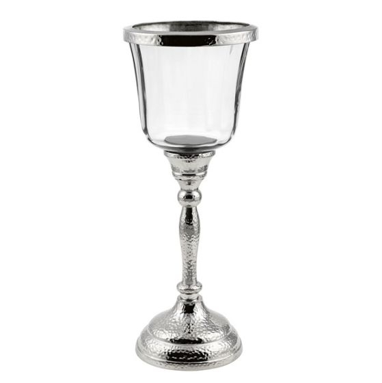 Sklo/kov číše v.38,5x11,5cm čirá