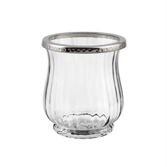 Sklo/kov číše v.15,5x13cm čirá