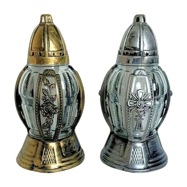 Svíce hřbitovní sklo/pvc v.27cm