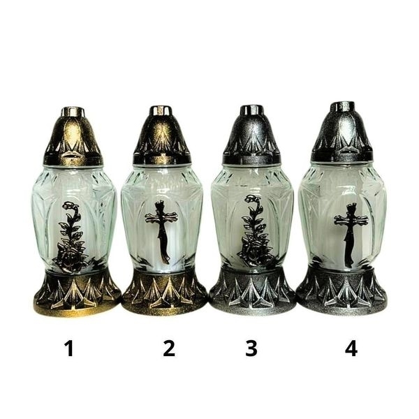 Svíce hřbitovní sklo/pvc v.25x11cm