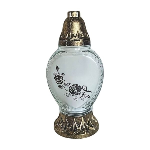 Svíce hřbitovní sklo/pvc v.27cm