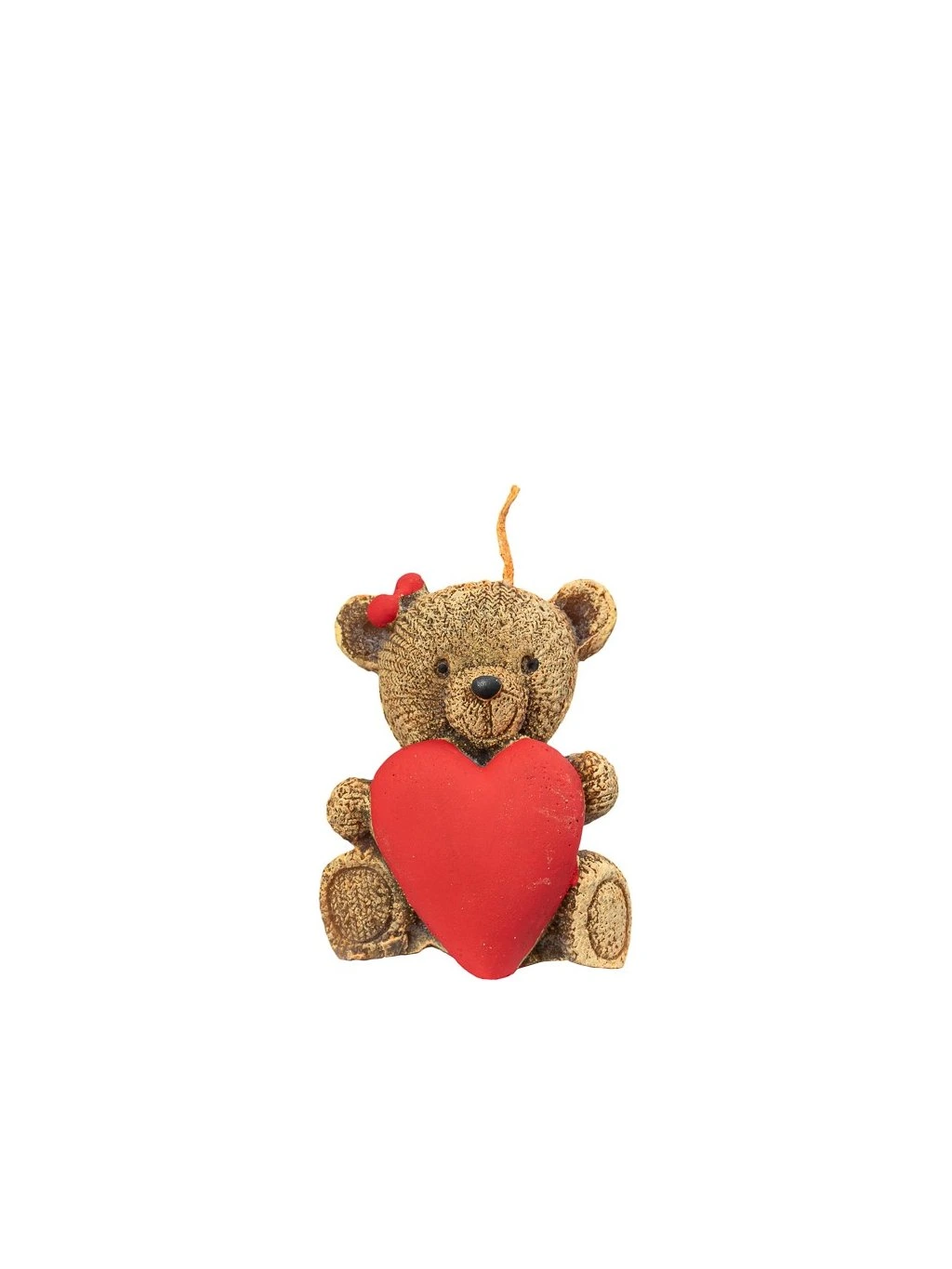 Svíčka medvídek srdíčko hnědý v.9cm