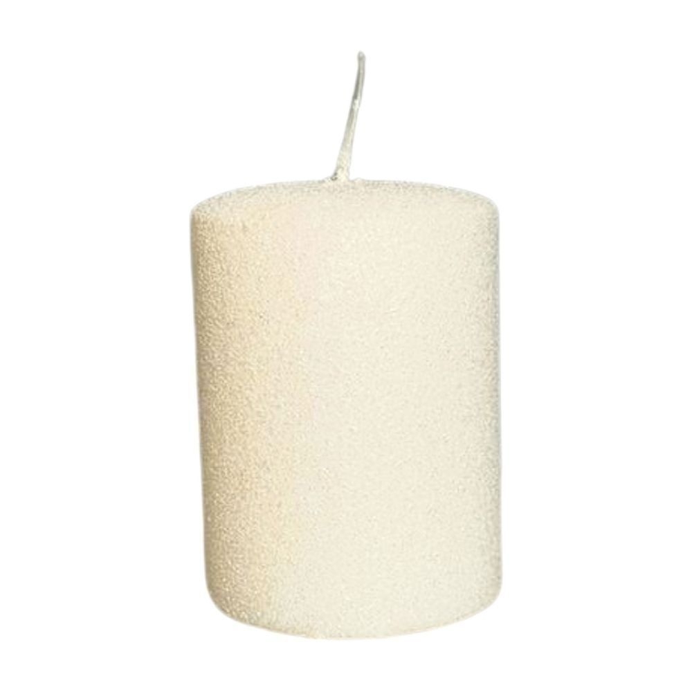 Svíčka lisovaný válec pr.70x100mm sand+LAK bílá