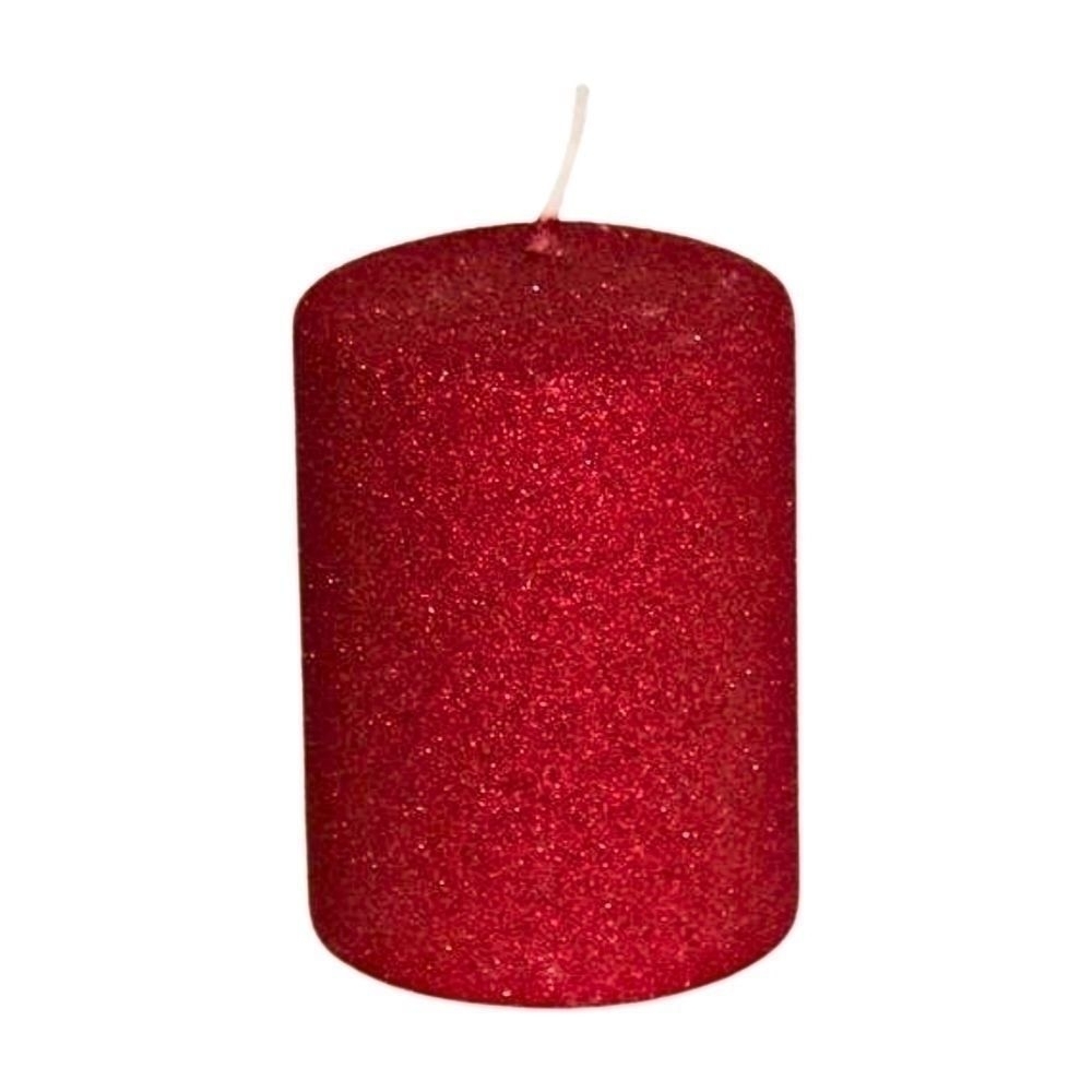 Svíčka lisovaný válec pr.70x100mm sand+LAK červená