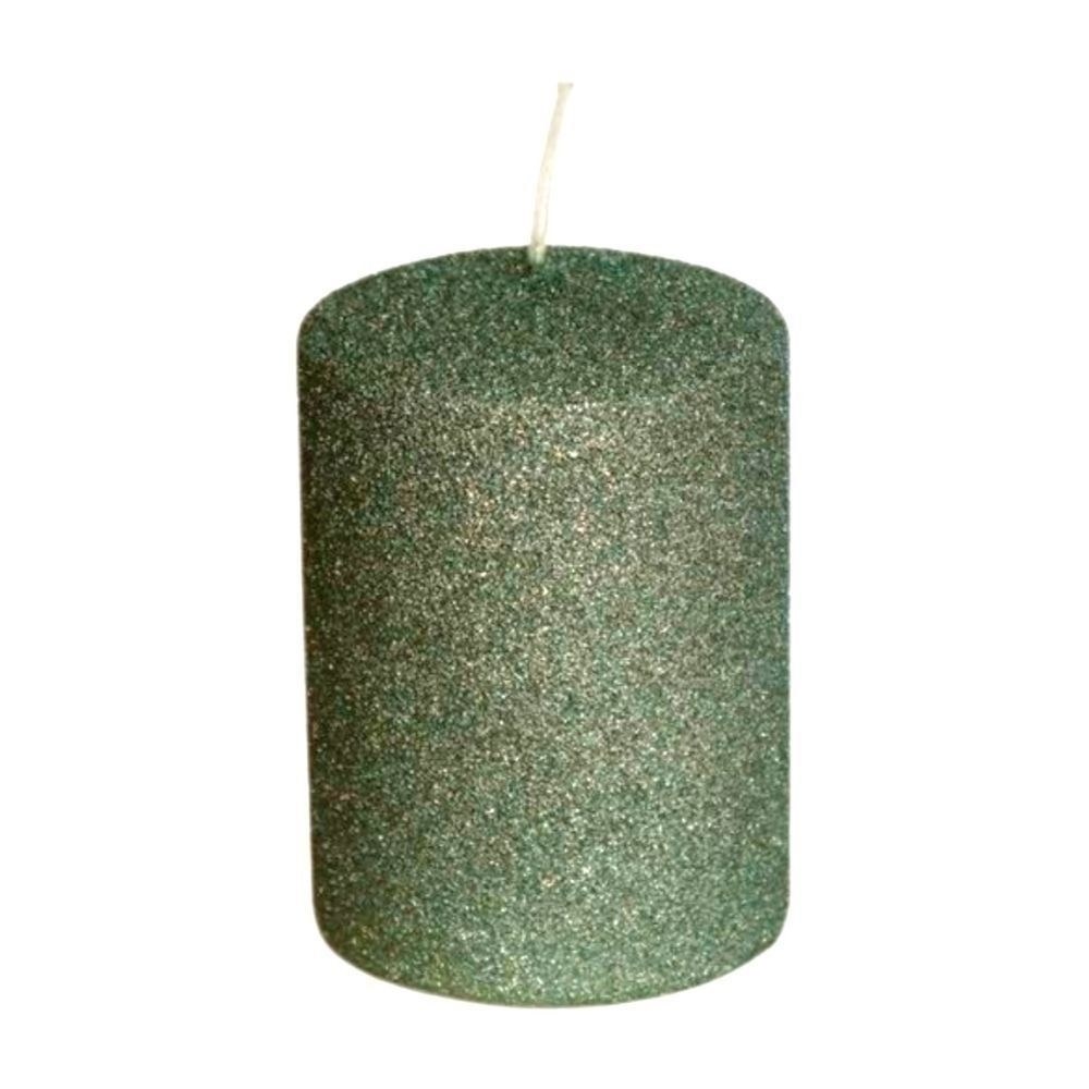 Svíčka lisovaný válec pr.70x100 sand+LAK zelená mint