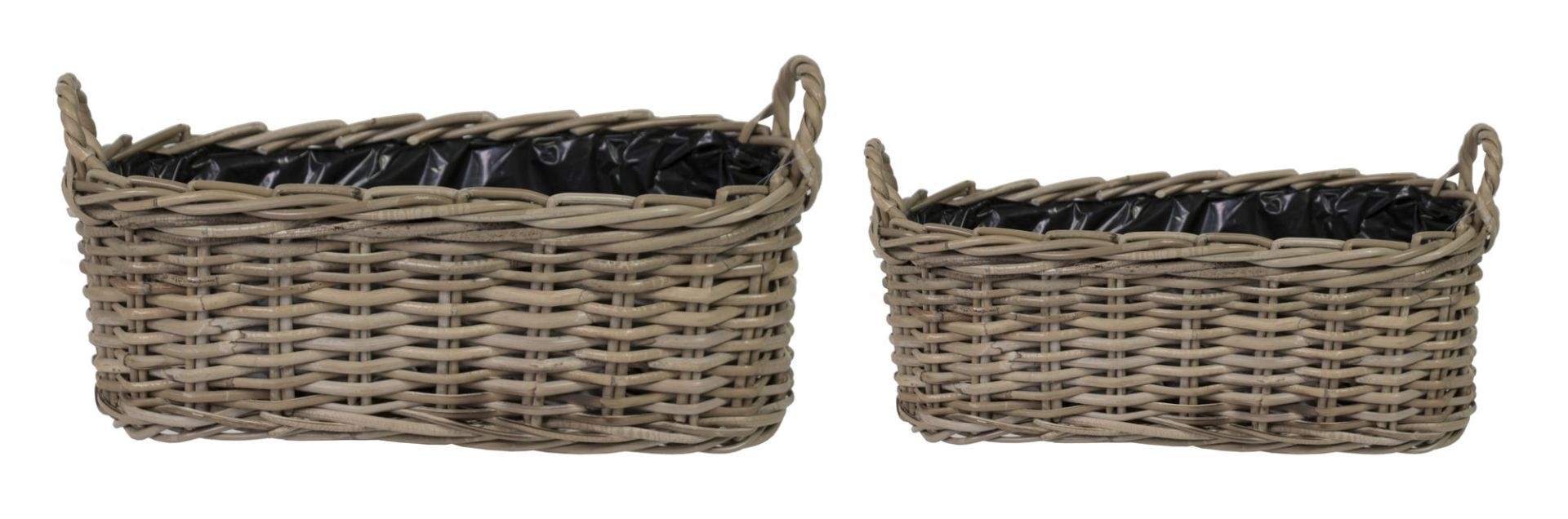 Truhlíky ovál kubu ratan 2ks/43cm