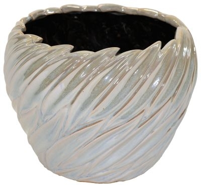 KER obal Fan Leaf pearl silver pr.19x16cm keramika