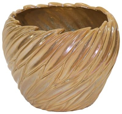 KER obal Fan Leaf pearl gold pr.19x16cm keramika