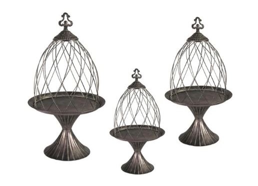 Klece kov Roman Plant Cage v.67-45cm old silver S/3