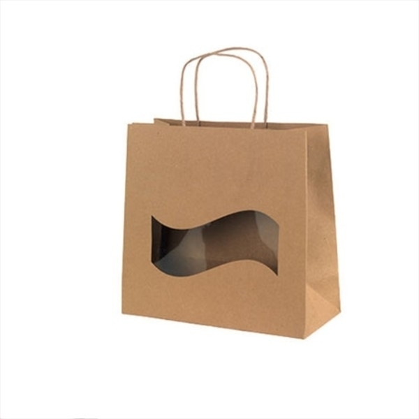 Taška papír  s okénkem vlnka dl.20x16x7,5cm  natural