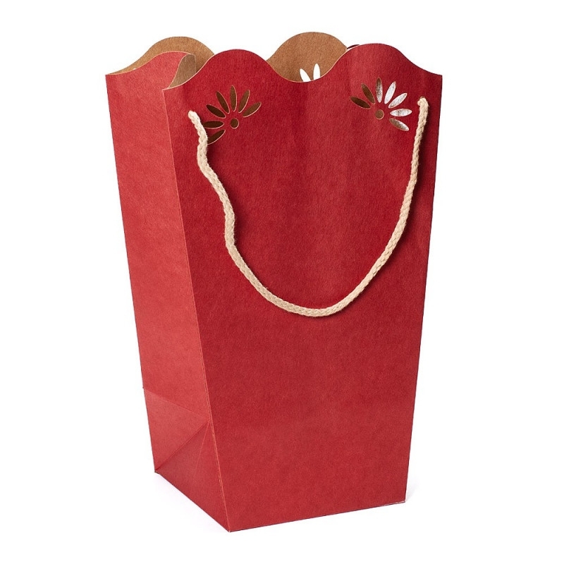 Taška papír Daisy v.35x24+15x15 voděodolná červená