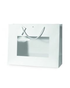 Taška papír s okénkem dl.24x19,5x14cm bílá