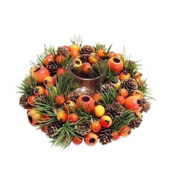 Svícen pvc/sklo podzim pr.19cm