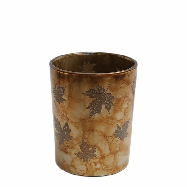 Svícen sklo listy pr.7,3x8cm hnědý