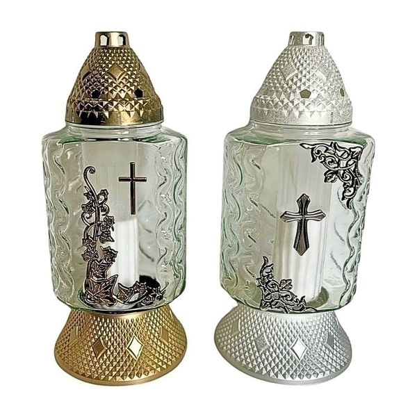 Svíce hřbitovní sklo/pvc v.35x15,5cm