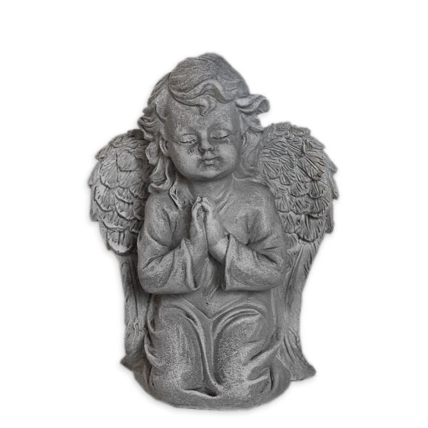 Anděl polyresin v.13x9,5cm šedý