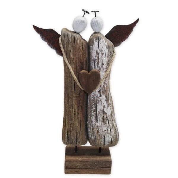 Andělé dřevo v.33,5x20,8cm natural