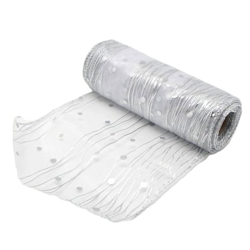 Organza obšitá vánoční š.15cm/9m bílá