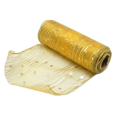 Organza obšitá vánoční š.15cm/9m zlatá