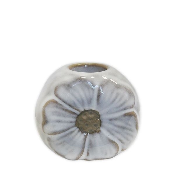 Svícen porcelán květinka v.6x7cm bílý