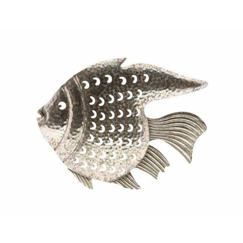 Ryba kov dl.43x34cm antiq stříbrná