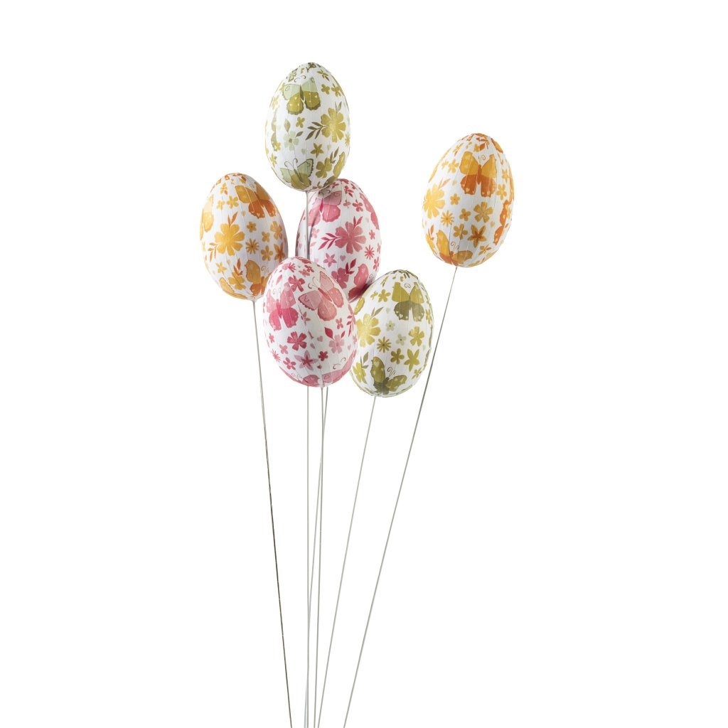 Vejce kytičky zápich v.6x41cm mix S/6