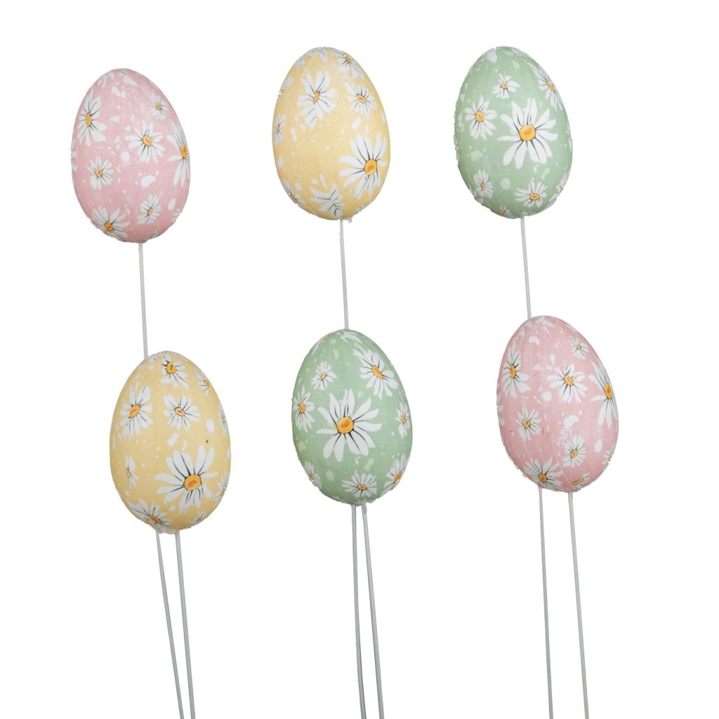 Vejce sedmikrásky zápich v.6x41cm mix S/6