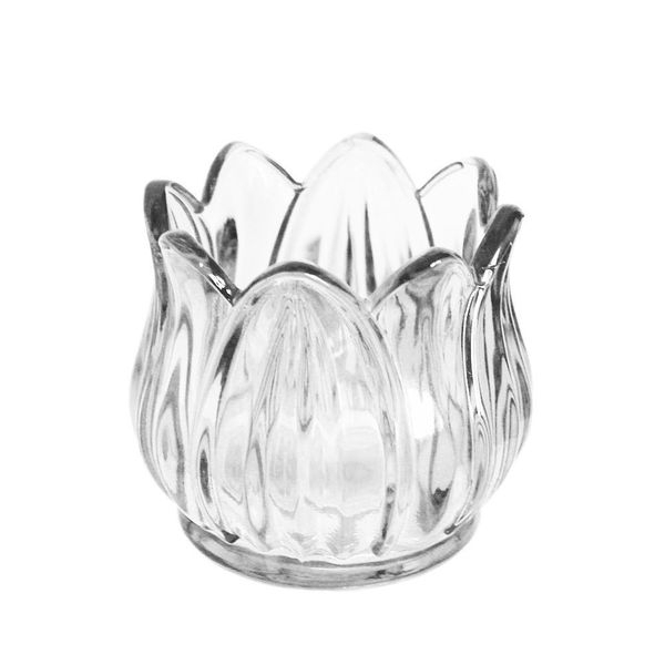 Sklo svícen květ v.7,5cm čirý