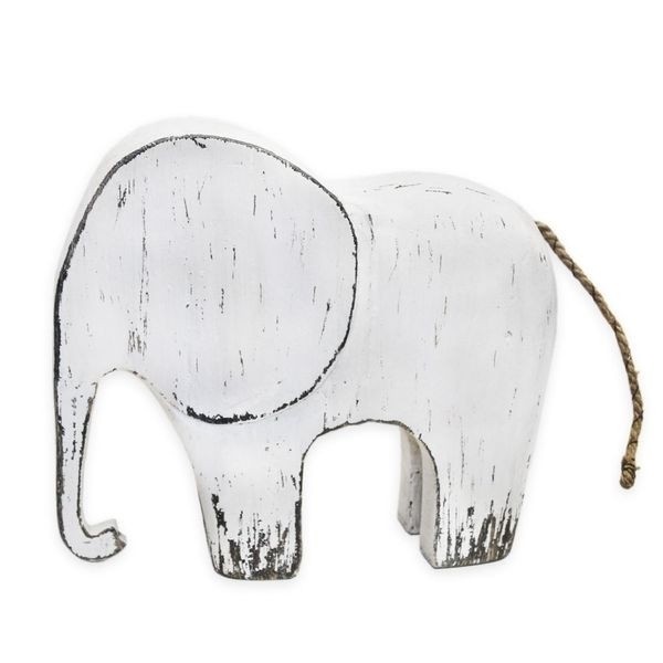 Slon dřevo dl.29,5x25,4cm bílá patina