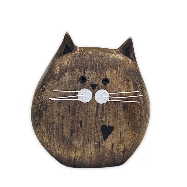 Kočka dřevo v.12x11cm hnědá