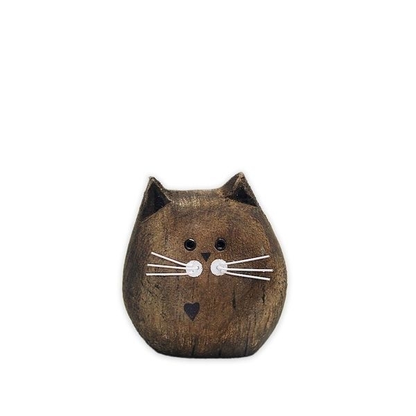 Kočka dřevo v.7,2x6,8cm hnědá